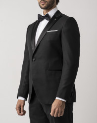 Castello d'Oro Black Wool Tuxedo Jacket thumbnail 1